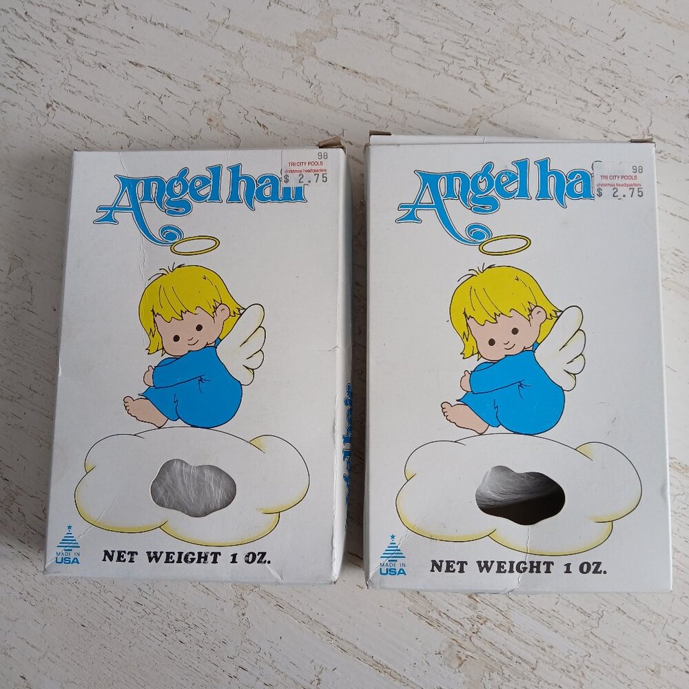 2 Boxes 1 oz ea Vtg Angel Hair Spun Glass Union Wadding Company